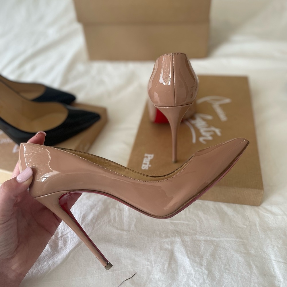 Two pairs of Christian Louboutin’s Pigalle Follies 100 Patent, size 38.